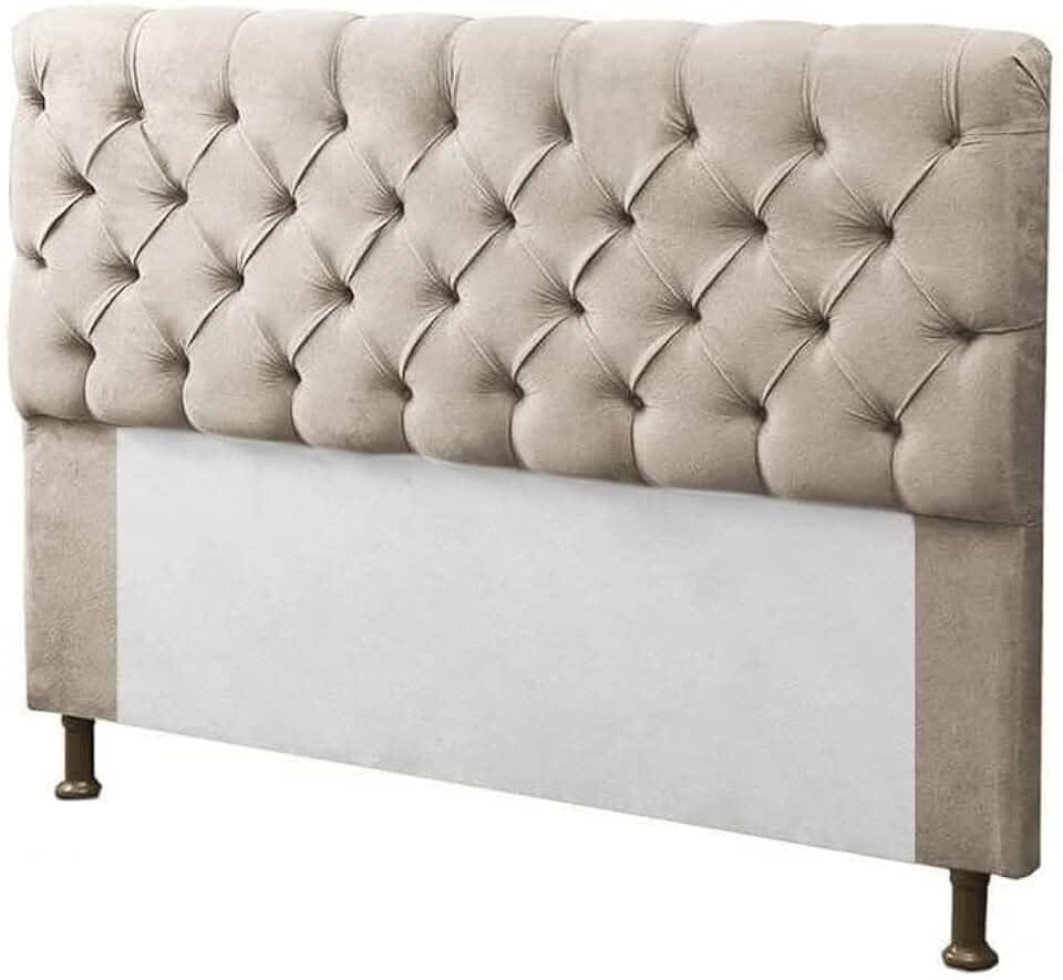 Cabeceira para Cama Box Queen 160cm Mirage c/Capitonê Suede Bege - Dl Decor