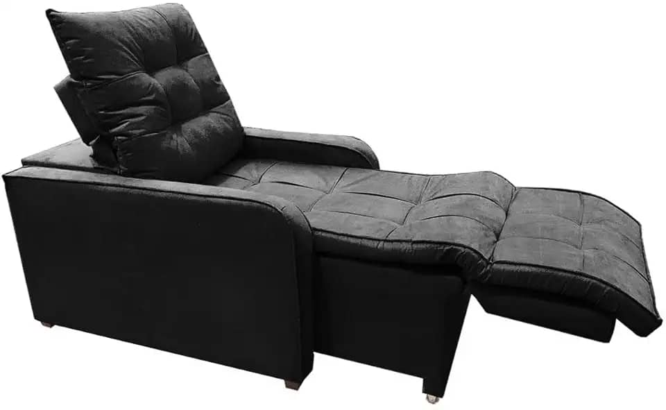Poltrona Retratil e Reclinavel Com Rodape Regulavel Azera Preto