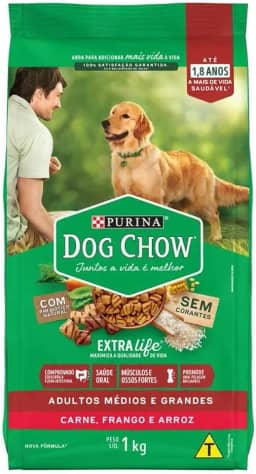 Purina Dog Chow Nestlé Purina Dog Chow Extralife Adultos Médios E Grandes Carne Frango E Arroz 10 1Kg