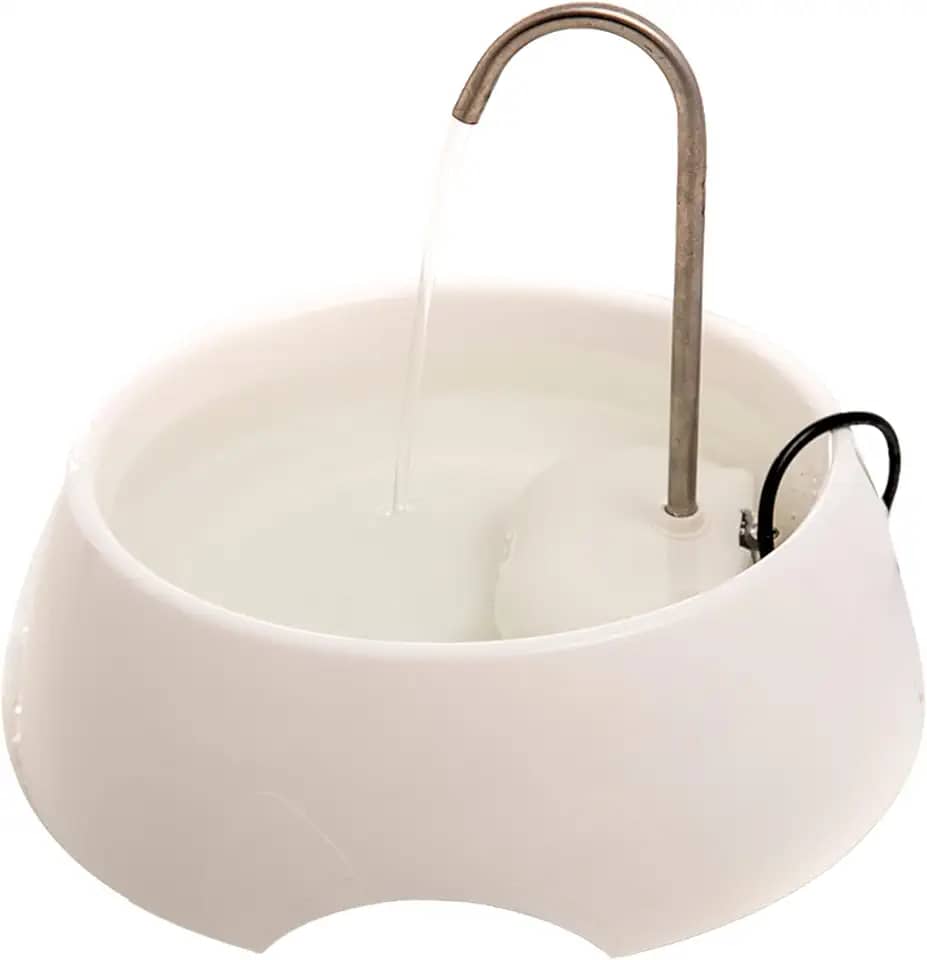 AMICUS - Fonte Bebedouro de Água Portátil AQUA MINI para Gatos e Cães - Fontes de Água para Pets, Bebedouro para Animais de Estimação - Adaptável, Aço Inoxidável, Bivolt - 1,2L de Capacidade - Branca