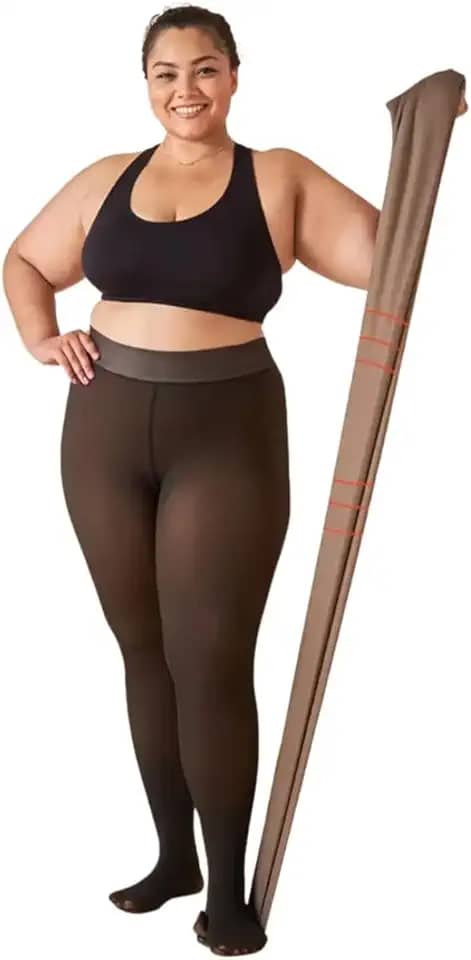 Meia Calça Plus Size Modeladora, Translúcida, Peluciada Tamanho único 46-52, Preta