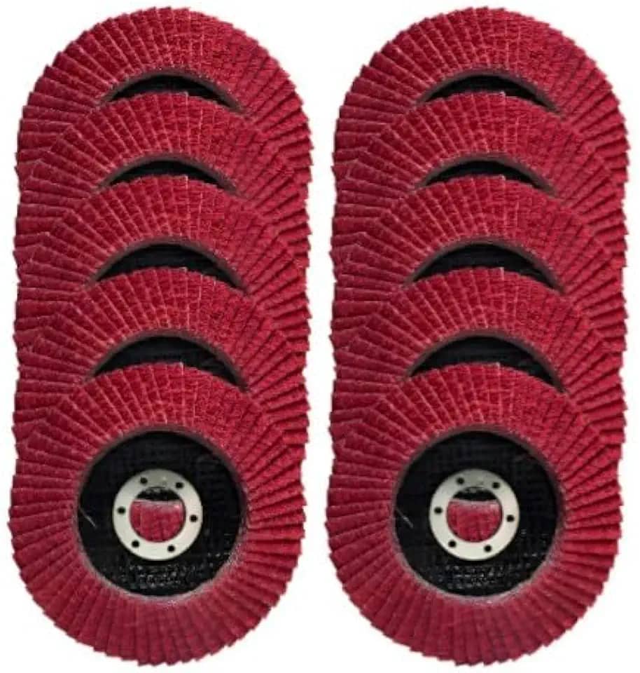 Kit 10 Peças Disco Flap 115mm 4.1/2'' Grão 60 Lixa Para Madeira Metal Ferro Plástico