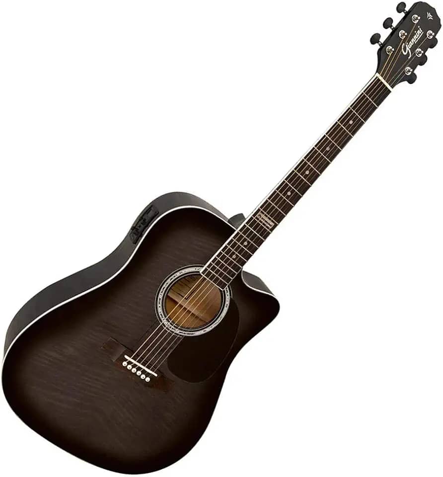 Violão Eletroacústico Dreadnought Folk Cutaway Aço GF-1D CEQ Translucent Black