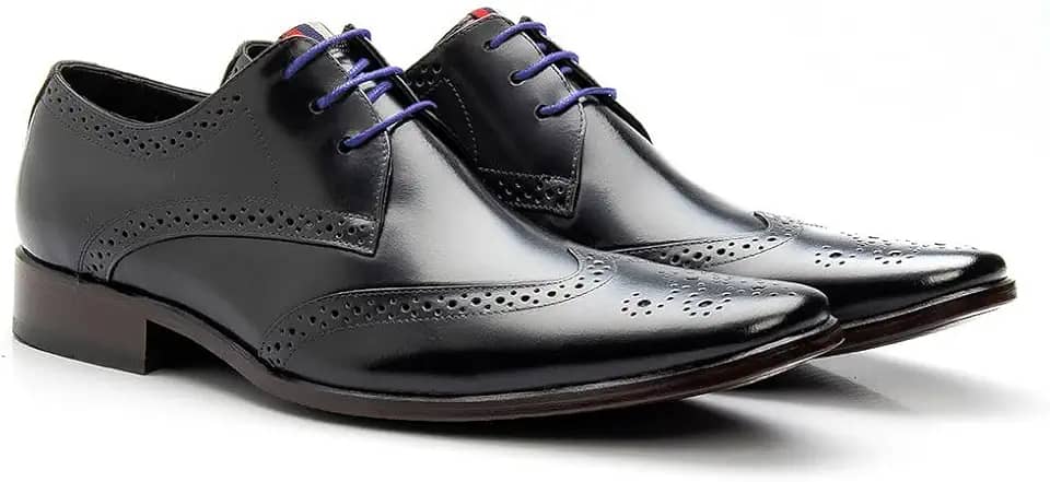 Sapato Social Masculino de Couro Legítimo Natural Derby Italiano Oxford Confortável Artesanal Moderno - 657