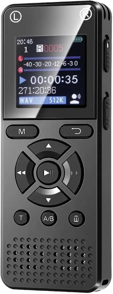 Gravador de Voz de 64 GB com Reprodução, Mini Gravador de Voz com Leitor MP4 Integrado, Redução de Ruído de 7 Níveis e Proteção por Senha, Gravador Ativado por Voz para Palestras, Reuniões