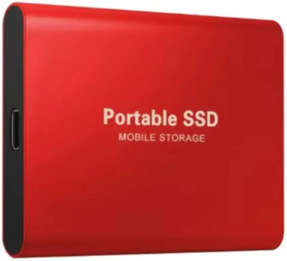 2 TB - Disco de Memória Flash SSD Portátil para Laptop, Desktop, Celular, TV e outros. Tipo-C USB 3.1, SSD Externo M.2 de Alta Velocidade, Disponível em Capacidades 500 GB a 256TB (Vermelho, 2, TB)