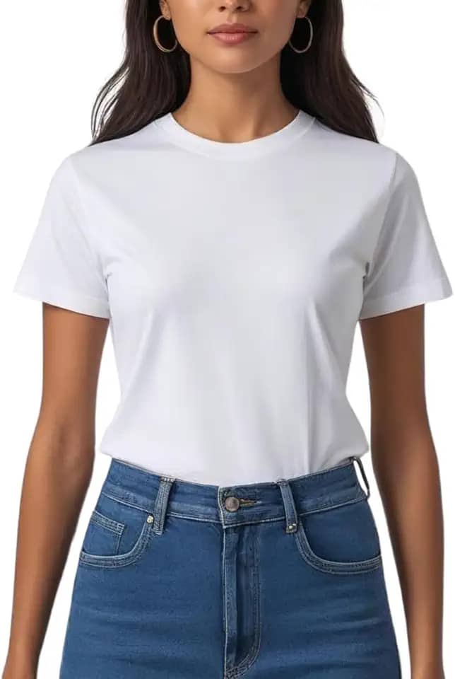 Camiseta Feminina Lisa 100% Algodão Fio 30.1 | Gola Reforçada Ribana | Essencial, Confortável | Sem Etiqueta | Embalagem premium