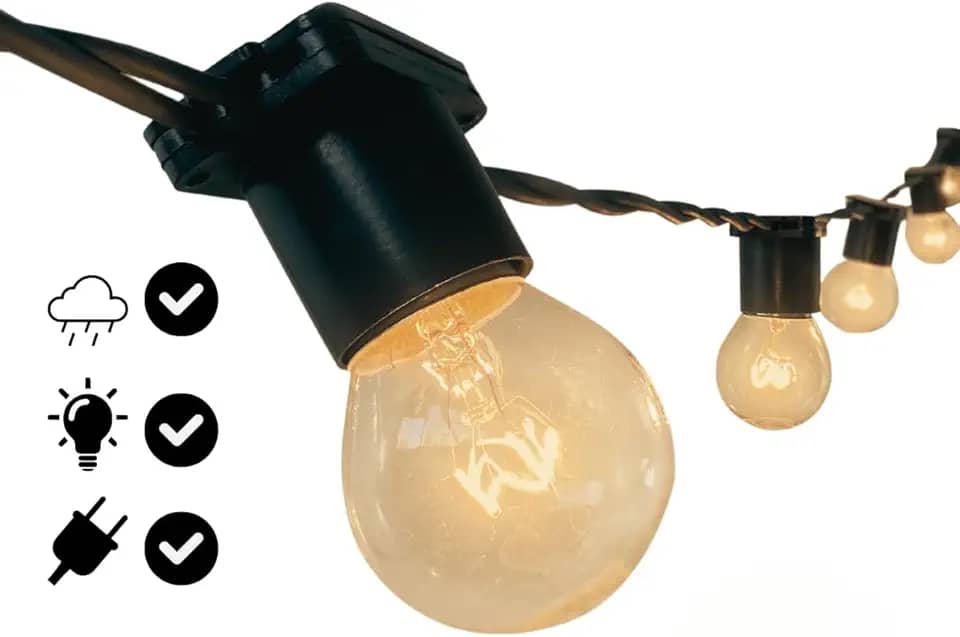 Varal de Luzes 10m Externo Lâmpada Amarelo Transparente (110, Volts)