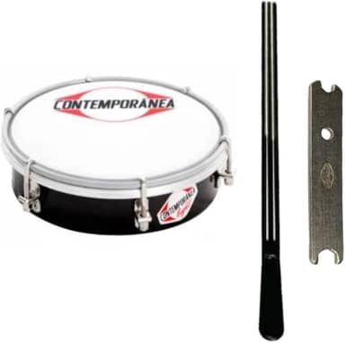 Tamborim Contemporânea Profissional Plástico Nylon e Baqueta
