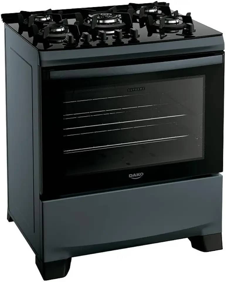 Fogão 5 bocas Supreme Timer Glass Titanium Mesa Vidro