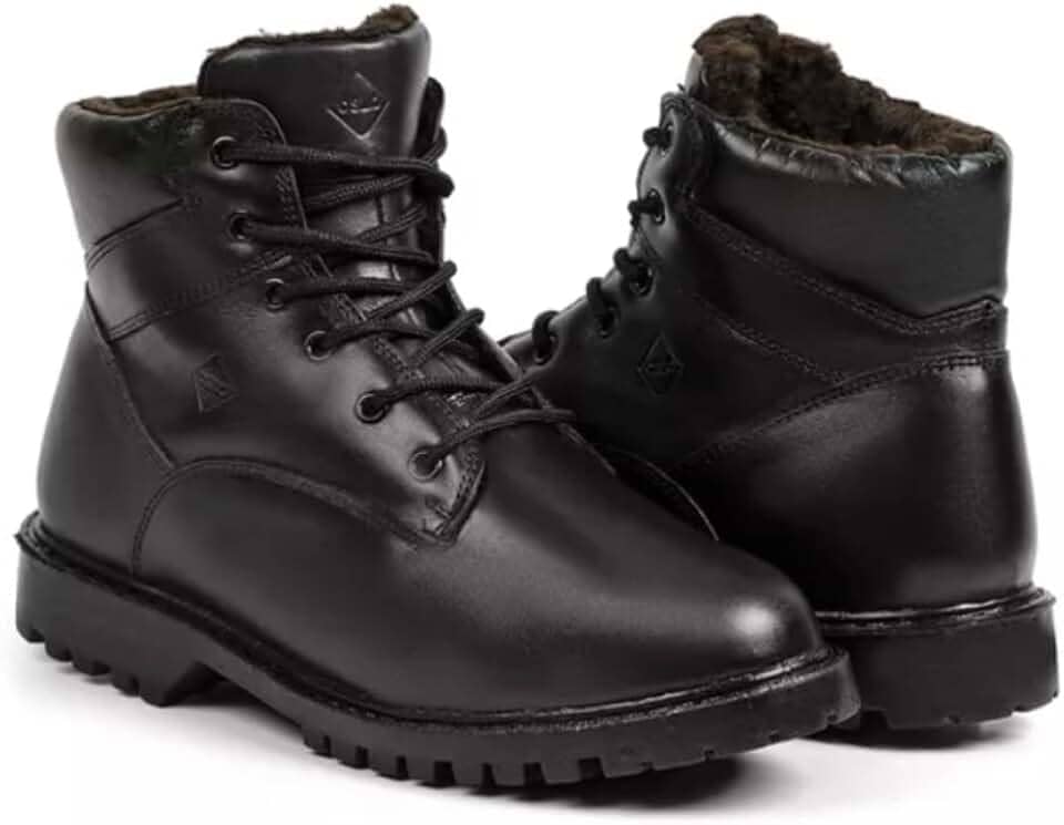 Bota Masculina de Inverno em Couro Forrada com Lã Imperméavel - Helsinque