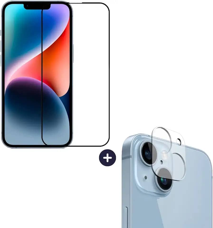 Película De Vidro 3D Tela Toda Para iPhone + Película Lente de Câmera (iPhone 14)