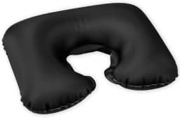 Almofada de Pescoço Inflável para Viagem, 30 x 45 cm Preta Design Ergonômico e Material Acetinado