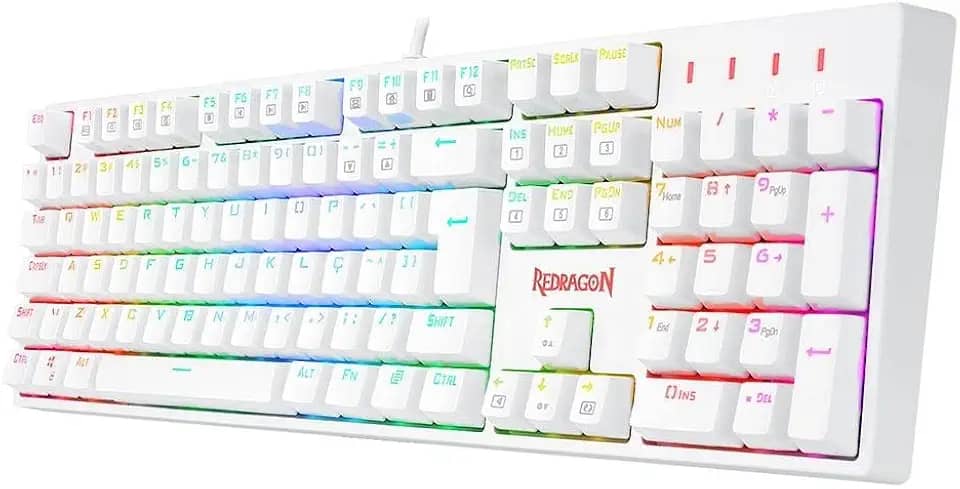 Teclado Redragon SURARA Pro RGB Branco (Switch Óptico Azul) K582W-RGB-PRO (PT-BLUE)