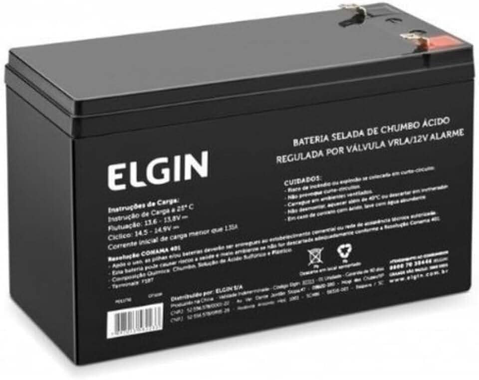 Bateria Selada de Chumbo VRLA Elgin- 12V Alarme Terminal F1