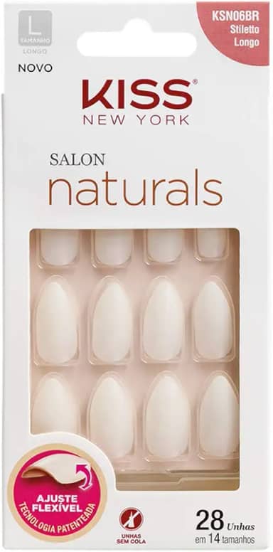 Kiss New York Unha Salon Natural Longo Stiletto