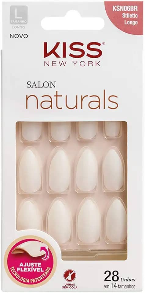 Kiss New York Unha Salon Natural Longo Stiletto