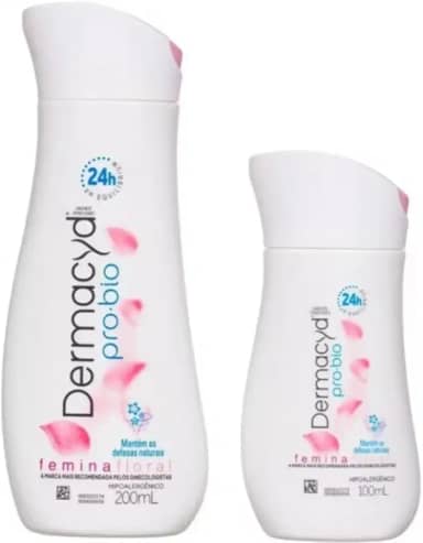 Sabonete Íntimo Dermacyd Femina Floral, Proteção 24 horas, Duas Unidades 200ml + 100ml, Combate Maus Odores e Equilibra o pH, Combinação Bio Protect, Hipoalergênico.