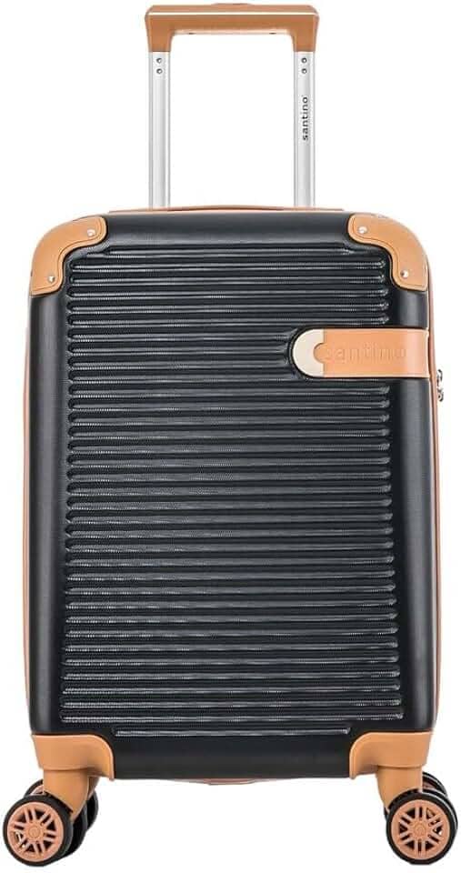Mala de Bordo Rígida - Textura Canelada Distinta, Rodas Duplas Silenciosas 360°, Cadeado com Combinação Numérica | Leveza e Segurança Aprimoradas para Viagens (Preto, Pequeno)