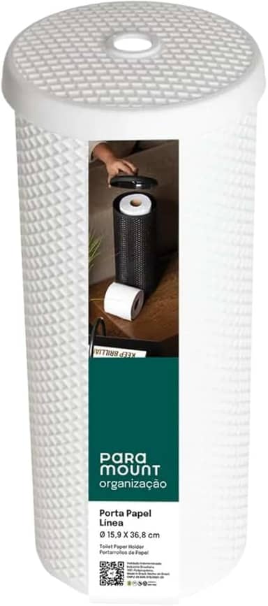 Porta Papel Higiênico de Chão Linea Organizador de Banheiro Suporte Para 3 Rolos Com Dispensador de Papel (Branco)