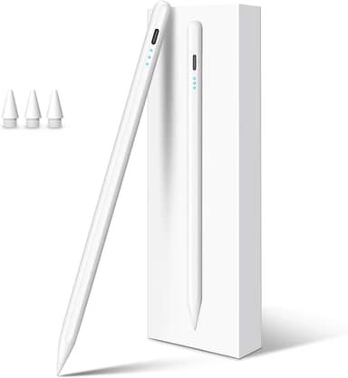 Caneta stylus para iPad 10ª geração, carga rápida em 13 minutos, com rejeição de palma, sensível a inclinação, compatível com iPad 6/7/8/9/10/11, Pro 11”/12,9”/ M4, Air 3/4/5/M2/M3, Mini 5/6