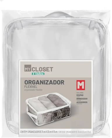 Ordene - Organizador Flexível em PVC Transparente, Tamanho Médio, Linha My Closet
