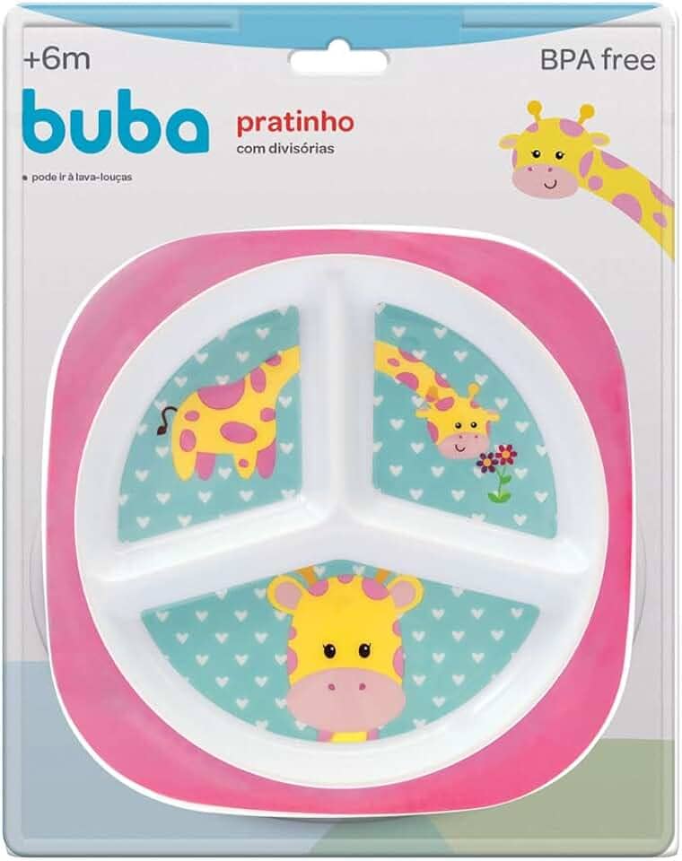 Prato Com Divisórias - Girafinha, Buba, Colorido