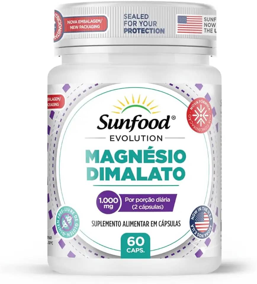 MAGNÉSIO DIMALATO 1.000MG 60 CAPSULAS SUNFOOD EVOLUTION
