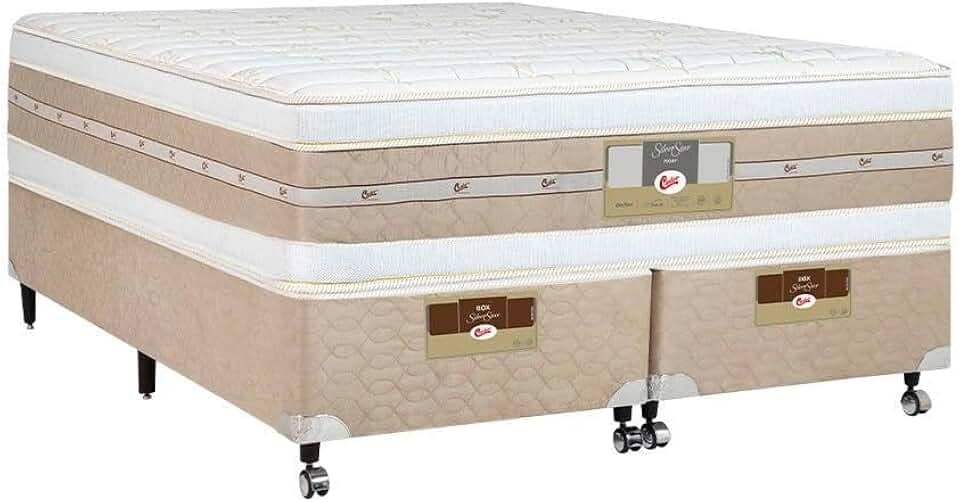 Cama Box + Colchão Castor Queen Silver Star Air Double Face Pocket 158x198x61cm
