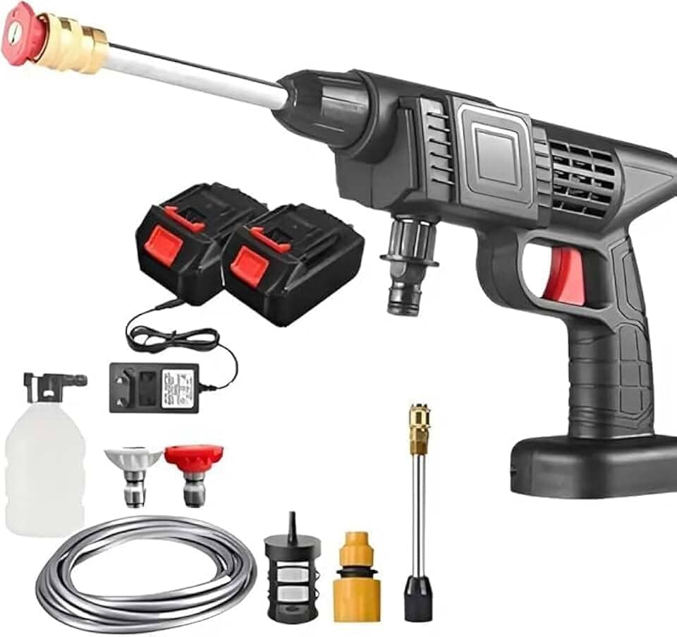 Lava Jato Portátil Alta Pressão, 48V, Sem Fio, Com 2 Baterias, Maleta e Acessórios, Lavadora Pressão Multifuncional