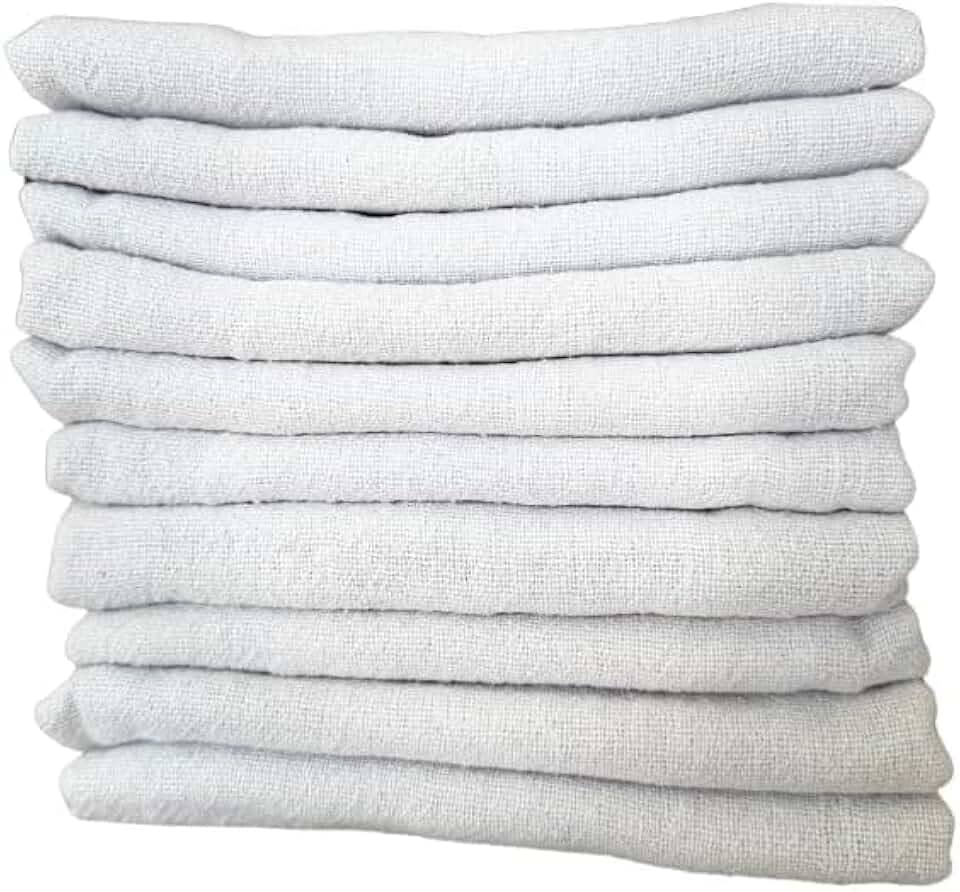 Kit 10 Panos de Chão Branco 40x65 cm – Limpeza Pesada, Saco Duplo, Algodão Grosso, Alta Absorção, Ideal para Pisos e Superfícies – Alta Durabilidade e Resistência