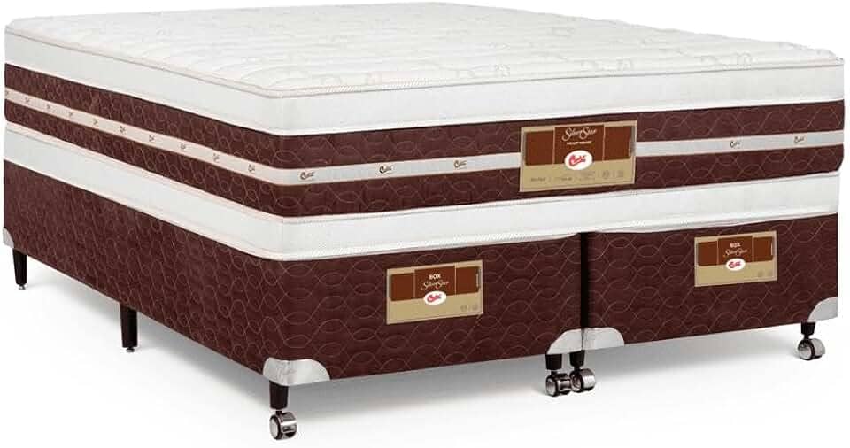 Cama Box + Colchão Castor Queen Silver Star Air Double Face Hibrido 158x198x61cm