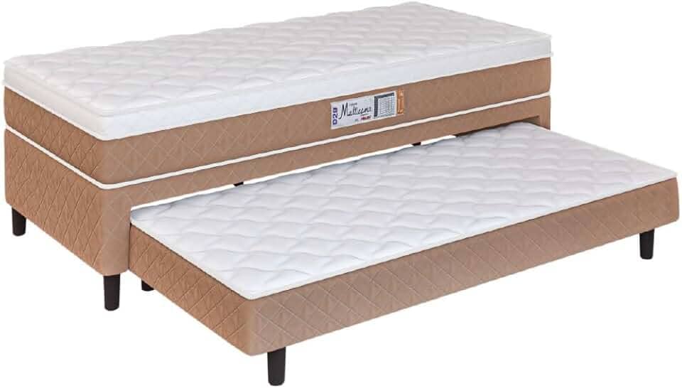 Cama Box Solteiro Com Cama Auxiliar Conjugada Espuma D28 Aspen 88x188x53cm Marrom/Branco Hellen