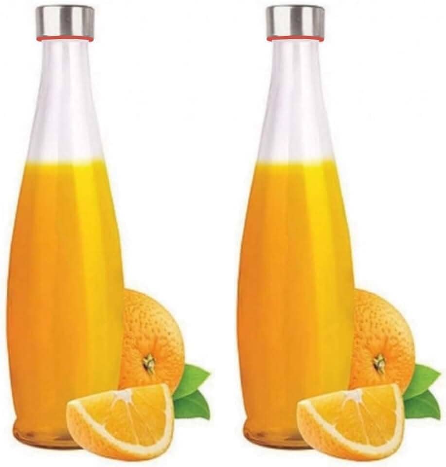 Garrafa De Vidro Redonda Transparente Reutilizáveis ​​Com Tampa Hermética De Aço Inoxidável Para Geladeira 100% À Prova De Vazamentos Sem BPA De Água Sucos Detox Conjunto de 2 Garrafas