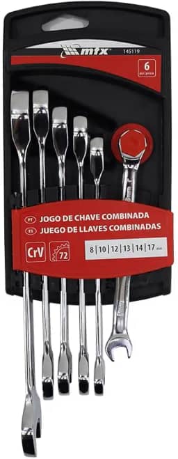 JOGO DE CHAVES COMBINADAS COM CATRACA ESPELHADO 6 PECAS MTX
