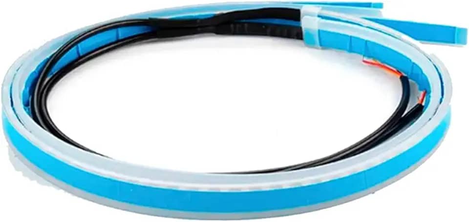 Kit Fita Led Capô 1,20m + 2 Drl Farol C Seta Sequencial 60cm Universal Fita Flexível para Carros