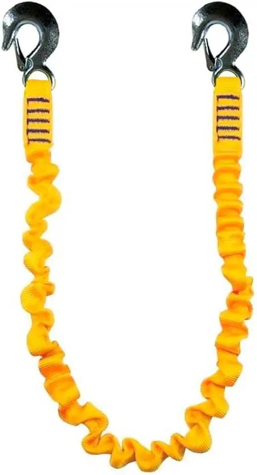 Talabarte de Segurança Elástico com Ganchos, Fita Tubular, 2,4 metros, Amarelo