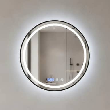 Espelho Redondo Banheiro Led Relógio e Temperatura 40X40CM