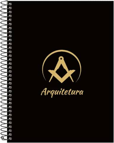 Caderno Universitário Espiral 10 Matérias Profissões Arquitetura (Preto e Gold)