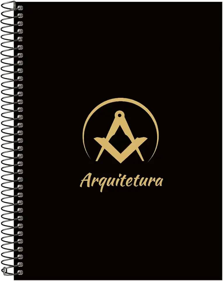 Caderno Universitário Espiral 10 Matérias Profissões Arquitetura (Preto e Gold)