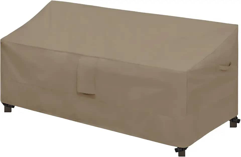 Easy-Going Capa impermeável para sofá de pátio, resistente a UV, 3 lugares, para ambientes externos, à prova de intempéries, gramado e costura selada (196 x 82 cm x 83 cm A, camelo)