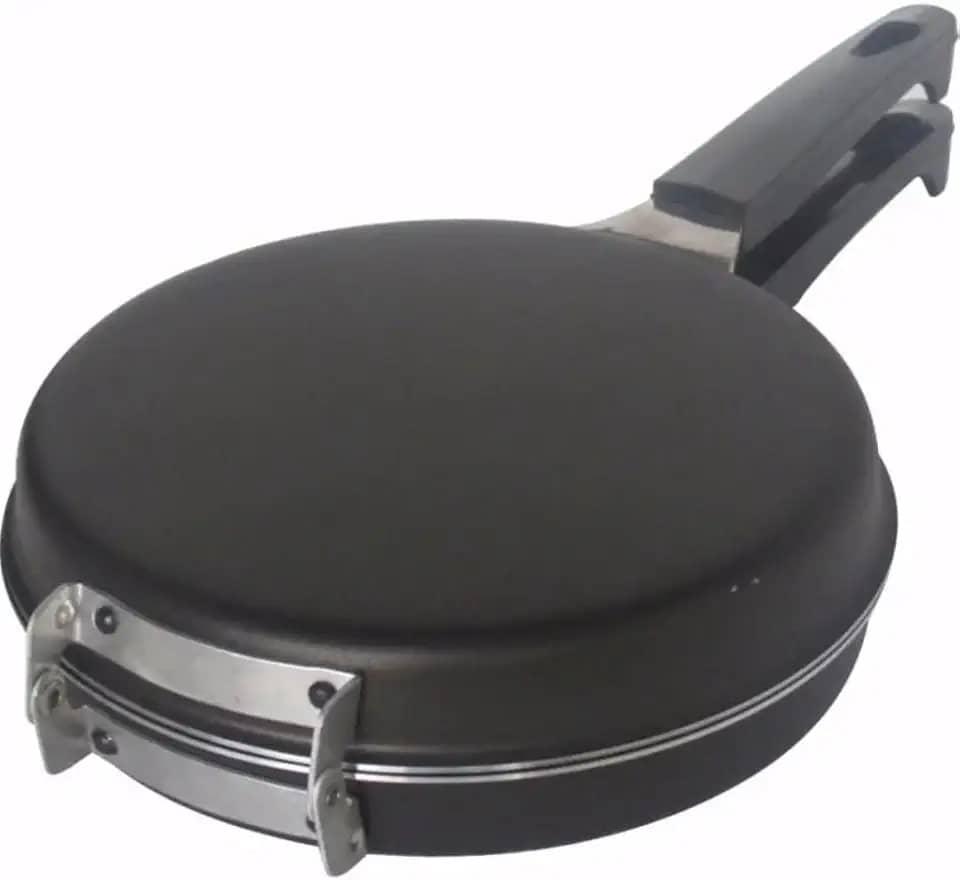 Forno de Pizza Portátil com Frigideira Dupla - Para Panquecas, Omeletes e Pizza Rápida, Antiaderente