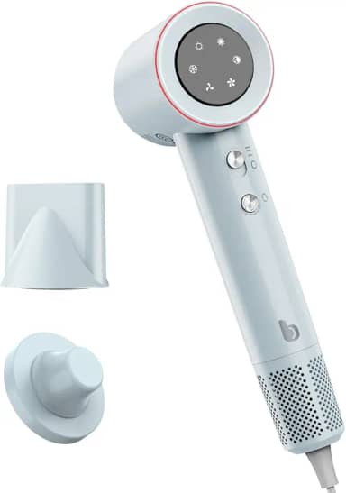 GOKOCO Secador De Cabelo Profissional 110v 127v, 120000 RPM High Speed Hair Dryer 1600W com Display Digital LED e Bocal de ar Magnético, Cinza