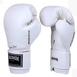 Luva de Boxe Muay Thai Kickboxing Maximum New Classic White