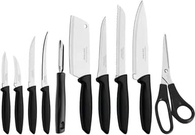 Jogo de Facas Tramontina Plenus com Lâminas em Aço Inox e Cabos de Polipropileno Preto 10 Peças