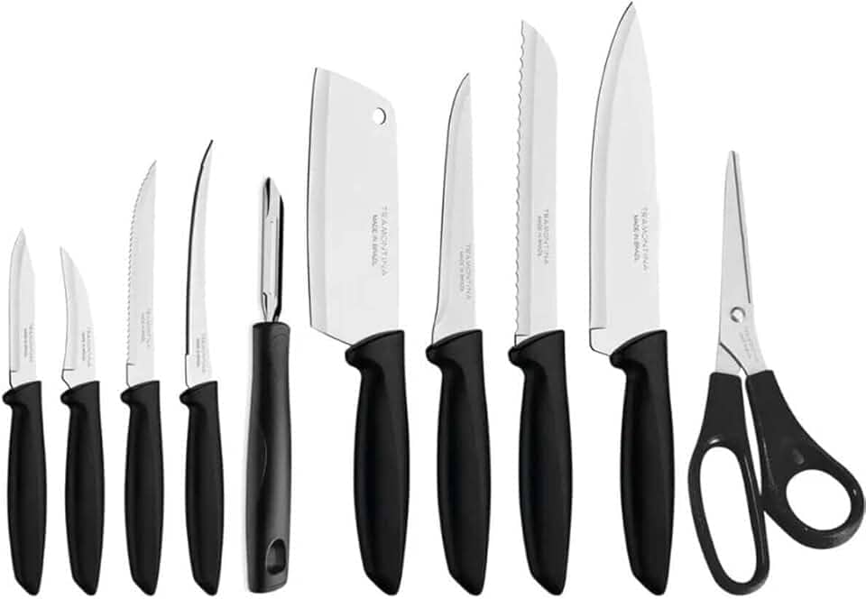 Jogo de Facas Tramontina Plenus com Lâminas em Aço Inox e Cabos de Polipropileno Preto 10 Peças