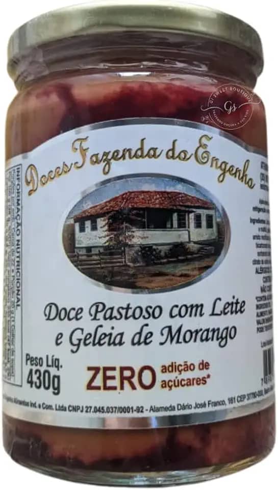 Doce de Leite com Morango Diet, Sobremesa sem Açúcar, Pote de Vidro, 430g, para Dietas Especiais e Diabéticos