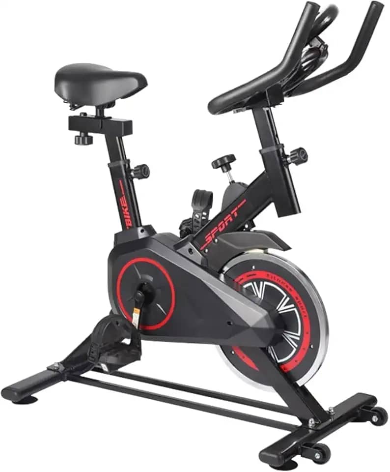 Bicicleta Ergometrica Spinning ByteTrade BTS-6301 | Vertical, Painel LCD, Resistência Ajustável, Roda de Inércia 6kg, Fitness em Casa, Academia, Silenciosa – Preto e Vermelho