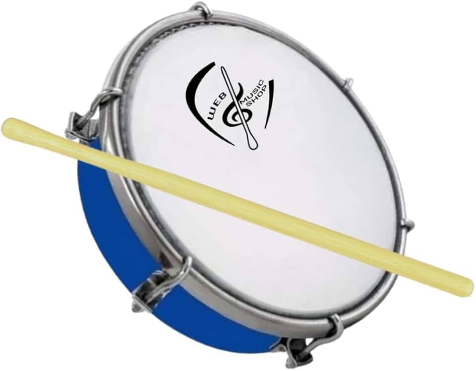 Tamborim 6 Pol. Abs Pele Leitosa C/Baqueta Madeira e Chave de Afinação - Web Music Shop (Azul)