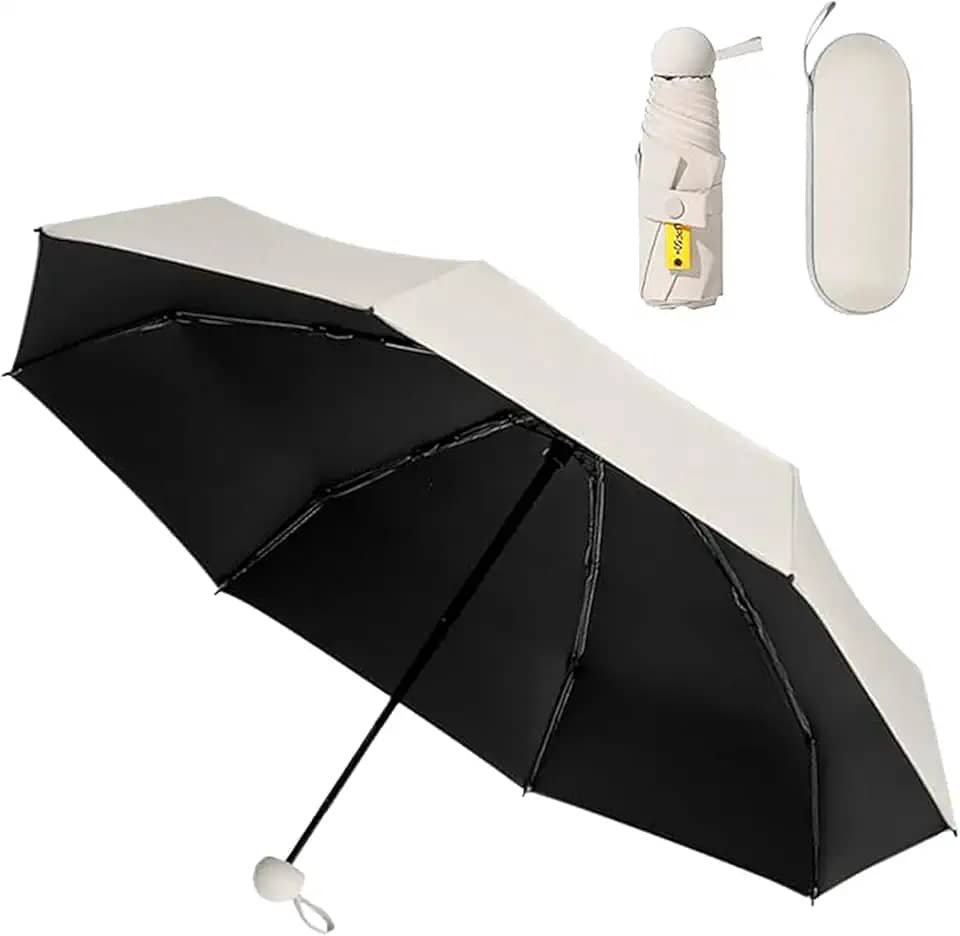 Guarda chuva de Bolso Ultra Compacto e Versátil – Mini Guarda-chuva Dobrável com Proteção UV, Leve e Portátil – Inclui Estojo Estilo Cápsula para Chuva e Sol - Cores Aleatórias